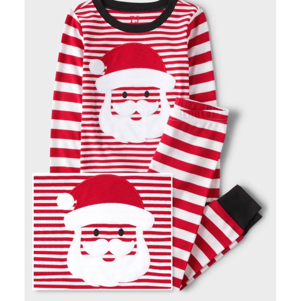 The Children’s Place Big Kids Red White Striped Santa Snug Fit Cotton Pajamas 14